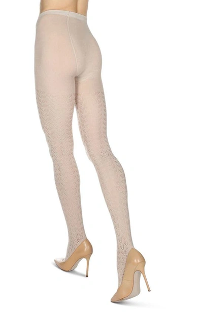 Memoi Pelerine Pointelle Sweater Tights In Latte