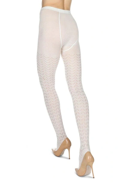 Memoi Pelerine Pointelle Sweater Tights In Winter White
