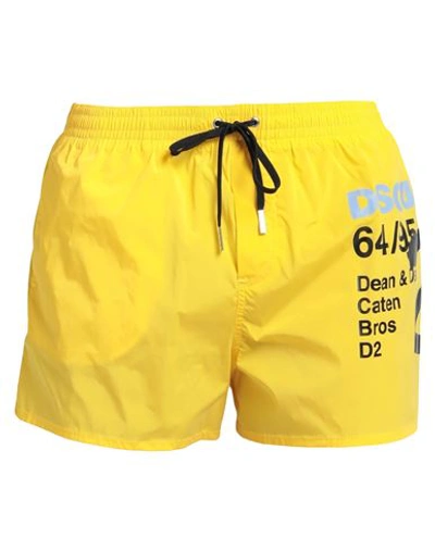 Shop Dsquared2 Man Swim Trunks Yellow Size 38 Polyamide, Elastane