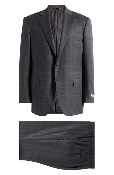Shop Canali Siena Plaid Regular Fit Wool Suit In Grey