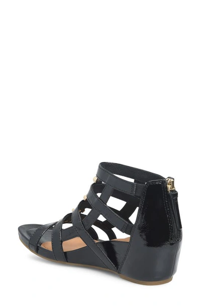 Söfft Rio Ii Strappy Wedge Sandal In Black Patent