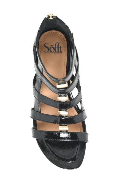 Söfft Rio Ii Strappy Wedge Sandal In Black Patent