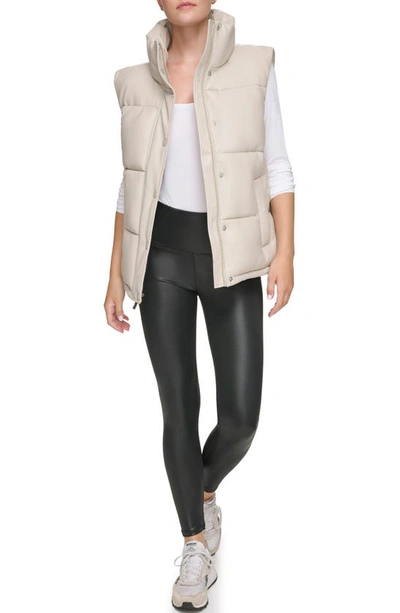 Shop Marc New York Faux Leather Puffer Vest In Twine