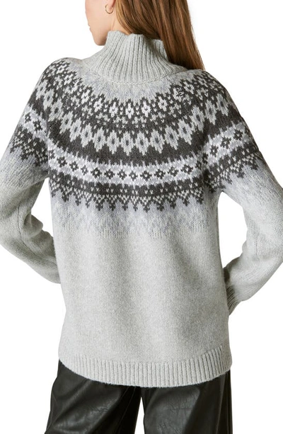 Shop Lucky Brand Fair Isle Turtleneck Sweater In Light Grey Heather Combo