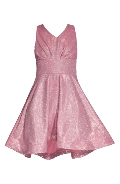 Shop Iris & Ivy Kids' Metallic Bow Back High-low Party Dress In Pink