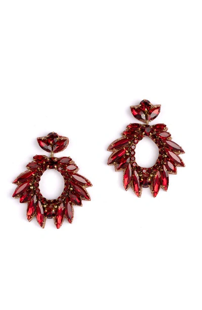 Shop Deepa Gurnani Zienna Crystal Drop Earrings In Ruby
