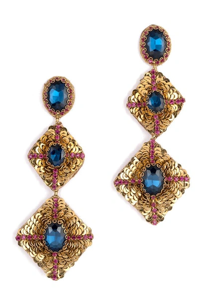 Shop Deepa Gurnani Julia Drop Earrings In Sapphire