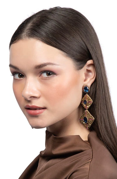 Shop Deepa Gurnani Julia Drop Earrings In Sapphire
