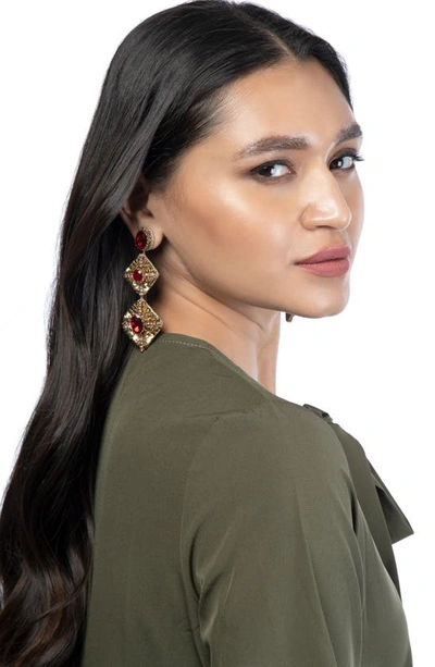 Shop Deepa Gurnani Julia Drop Earrings In Ruby