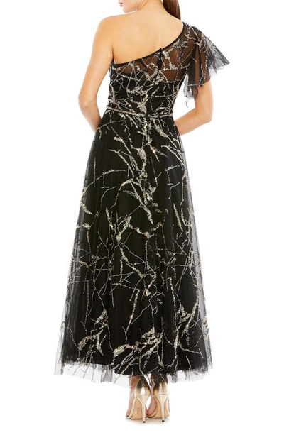 Shop Mac Duggal Sequin Tulle One-shoulder Cocktail Dress In Black