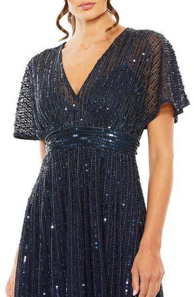 Shop Mac Duggal Sequin Embellished Cocktail Dress In Midnight
