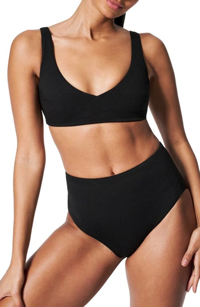 Shop Spanx Piqué Bikini Top In Very Black