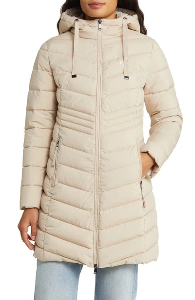 Shop Lauren Ralph Lauren Hooded Puffer Jacket In Birch