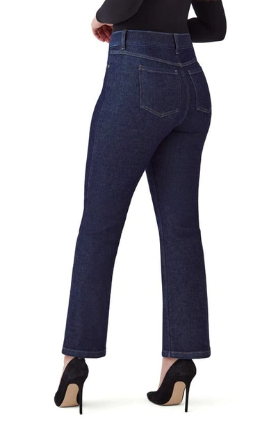 Shop Spanx Crop Kick Flare Pull-on Jeans In Raw Indigo Wash