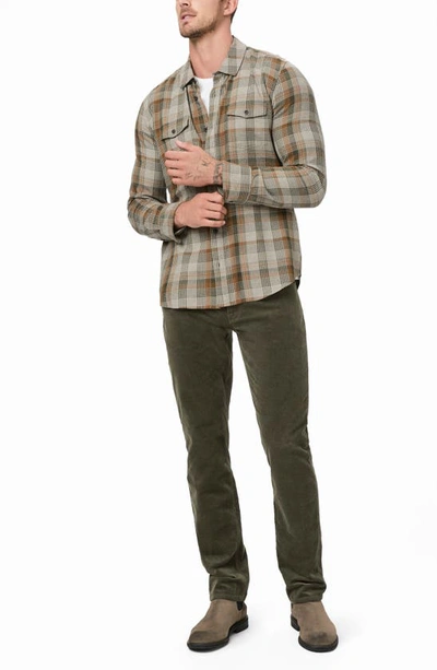 Paige Lennox Slim Fit Corduroy Pants In Deep Anchor In Forest Shadow