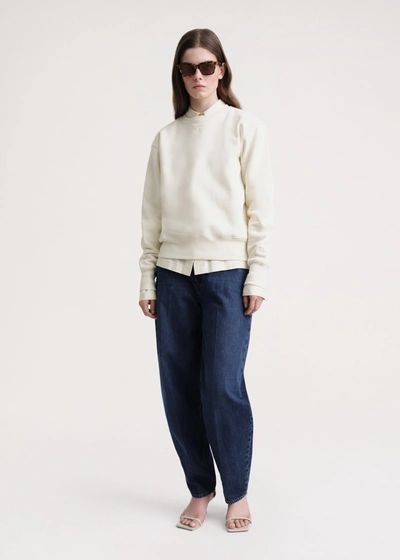 Shop Totême Crew-neck Cotton Sweatshirt Off-white