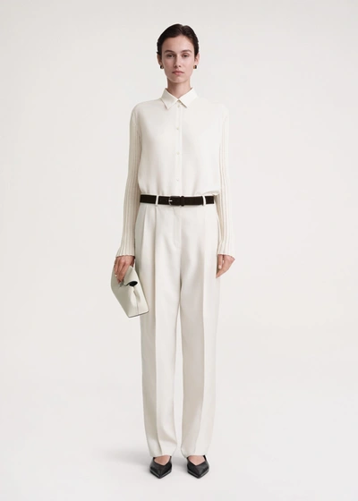 Totême Double-pleated Tailored Trousers Snow In Snow