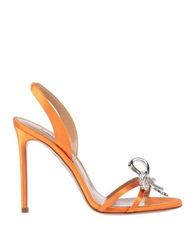 Shop Aquazzura Woman Sandals Orange Size 9 Textile Fibers