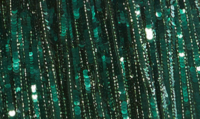Shop Mac Duggal Sequin One-shoulder Single Long Sleeve Gown In Emerald