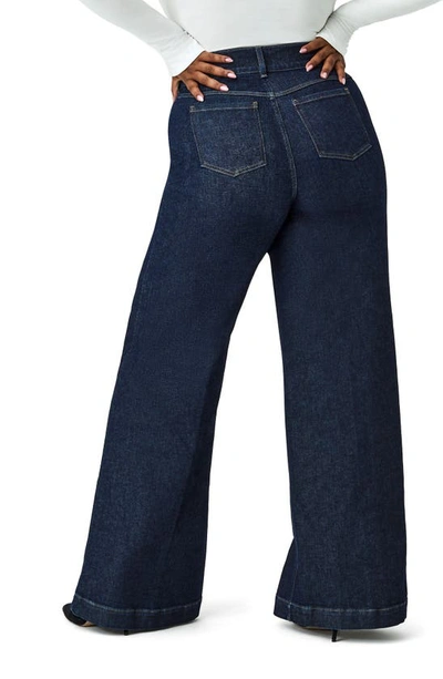 Spanx Wide Leg Pull-on Jeans In Raw Indigo Wash