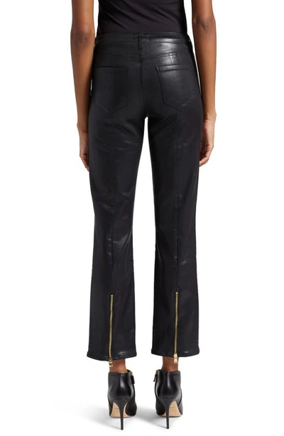 Shop L Agence Ginny Coated High Waist Zip Ankle Straight Leg Jeans In Noir Coated