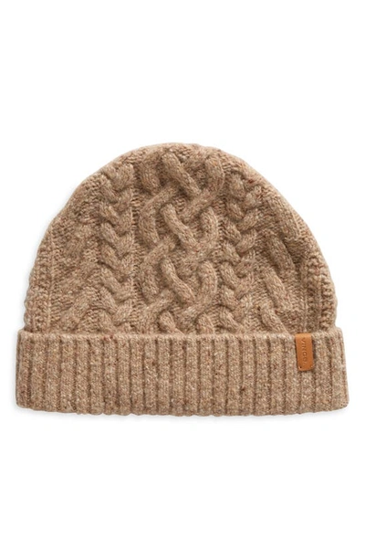 Shop Vince Donegal Cable Stitch Cashmere Beanie In Camel