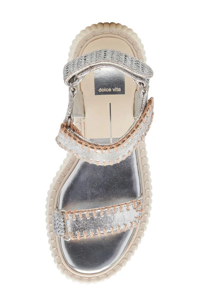 Shop Dolce Vita Debra Platform Sandal In Silver Distressed Leather