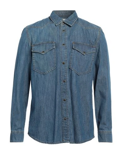 Shop Zadig & Voltaire Man Denim Shirt Blue Size 15 Cotton
