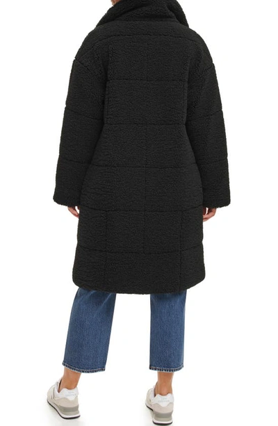 Levi's Quilted Fleece Long Teddy Coat In Black