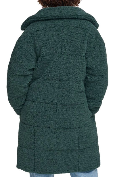 Shop Levi's Quilted Fleece Long Teddy Coat In Darkest Spruce