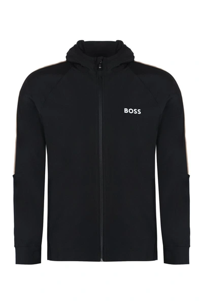 Shop Hugo Boss Boss Boss X Matteo Berrettini - Full Zip Hoodie In Black