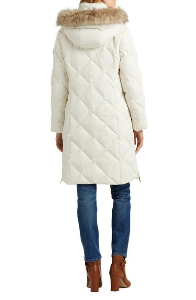 Lauren Ralph Lauren Down Feather Fill Coat With Faux Fur Trim