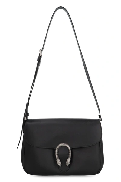 Shop Gucci Dionysus Leather Crossbody Bag In Black