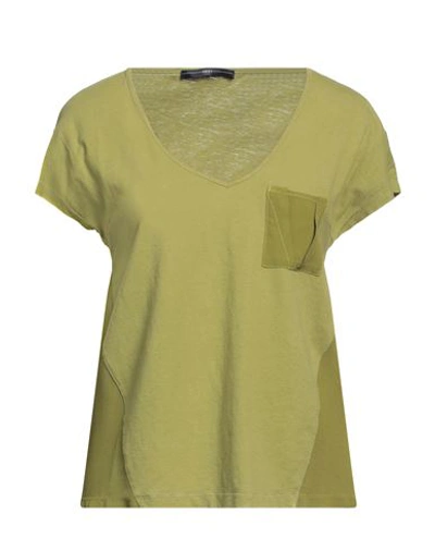 Shop High Woman T-shirt Military Green Size Xs Cotton, Linen, Rayon