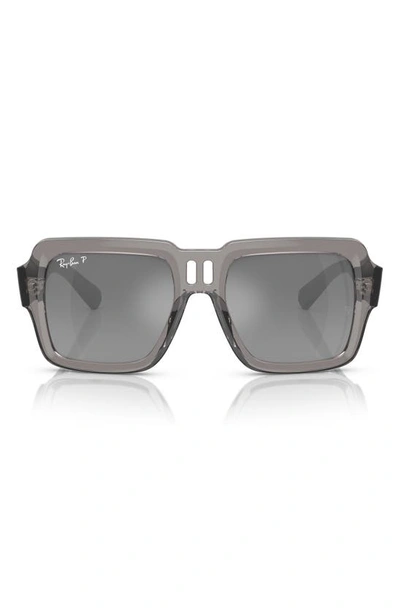 Shop Ray Ban Magellan 54mm Gradient Polarized Square Sunglasses In Transparent Grey