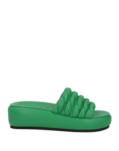 Shop Strategia Woman Sandals Green Size 8 Textile Fibers, Soft Leather