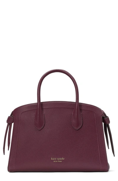 Kate Spade New York Medium Knott Pebbled Leather Satchel In Deep Cherry