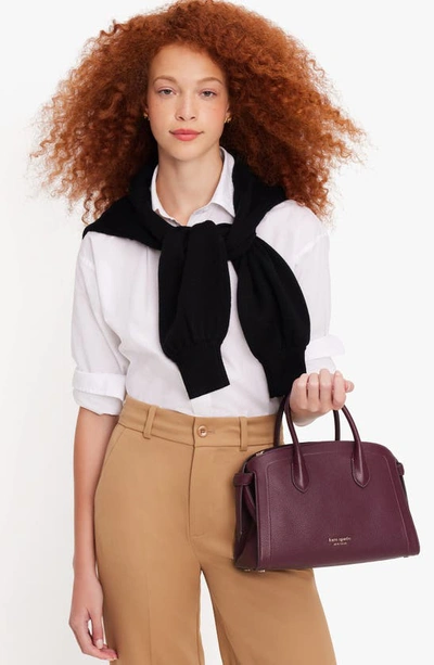 Kate Spade New York Medium Knott Pebbled Leather Satchel In Deep Cherry