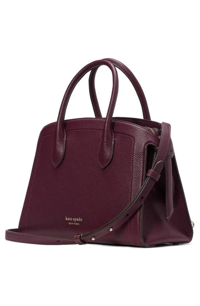 Kate Spade New York Medium Knott Pebbled Leather Satchel In Deep Cherry