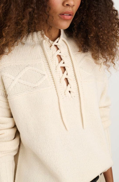 Shop Alex Mill Drawstring Merino Wool Blend Sweater In Ivory