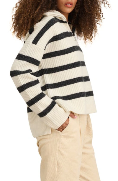 Shop Alex Mill Felix Stripe Rib Merino Wool Sweater In Ivory/ Charcoal
