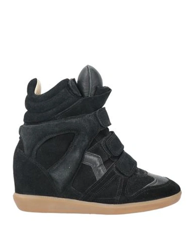 Shop Isabel Marant Woman Sneakers Black Size 5 Calfskin, Lambskin