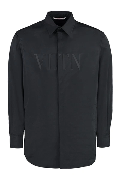 Valentino Vltn Overshirt In Tech Fabric In Black