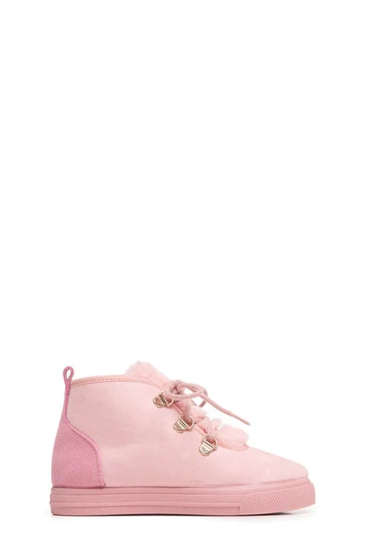 Shop Childrenchic Faux Shearling Lined Bootie Sneaker In Pink