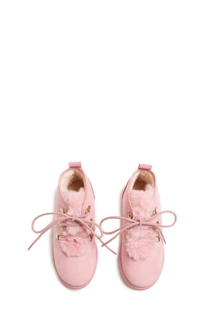 Shop Childrenchic Faux Shearling Lined Bootie Sneaker In Pink