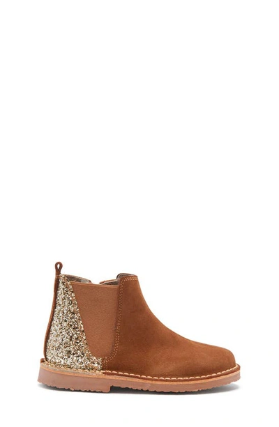 Shop Childrenchic Kids' Glitter Chelsea Boot In Camel