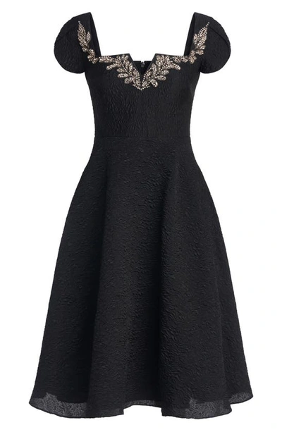 Shop Theia Milena Beaded Jacquard Cocktail Dress In Black