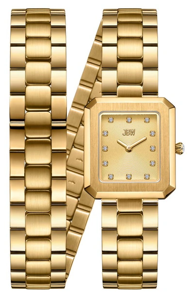 Shop Jbw Arc Lab-created Diamond Double Wrap Bracelet Watch, 23mm In 18k Gold