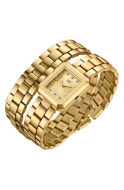 Shop Jbw Arc Lab-created Diamond Double Wrap Bracelet Watch, 23mm In 18k Gold