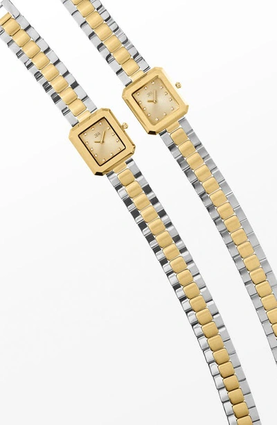 Jbw Women's Arc Double Stainless Steel Bracelet Watch, 23mm X 25mm In Two-tone